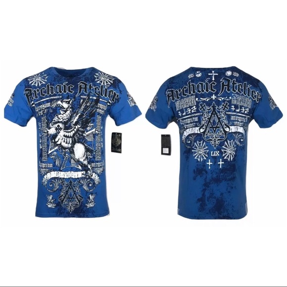 T-shirt Uomo Archaic By Affliction DEATH SHOUT Nero Teschio Biker M-3XL - Foto 2